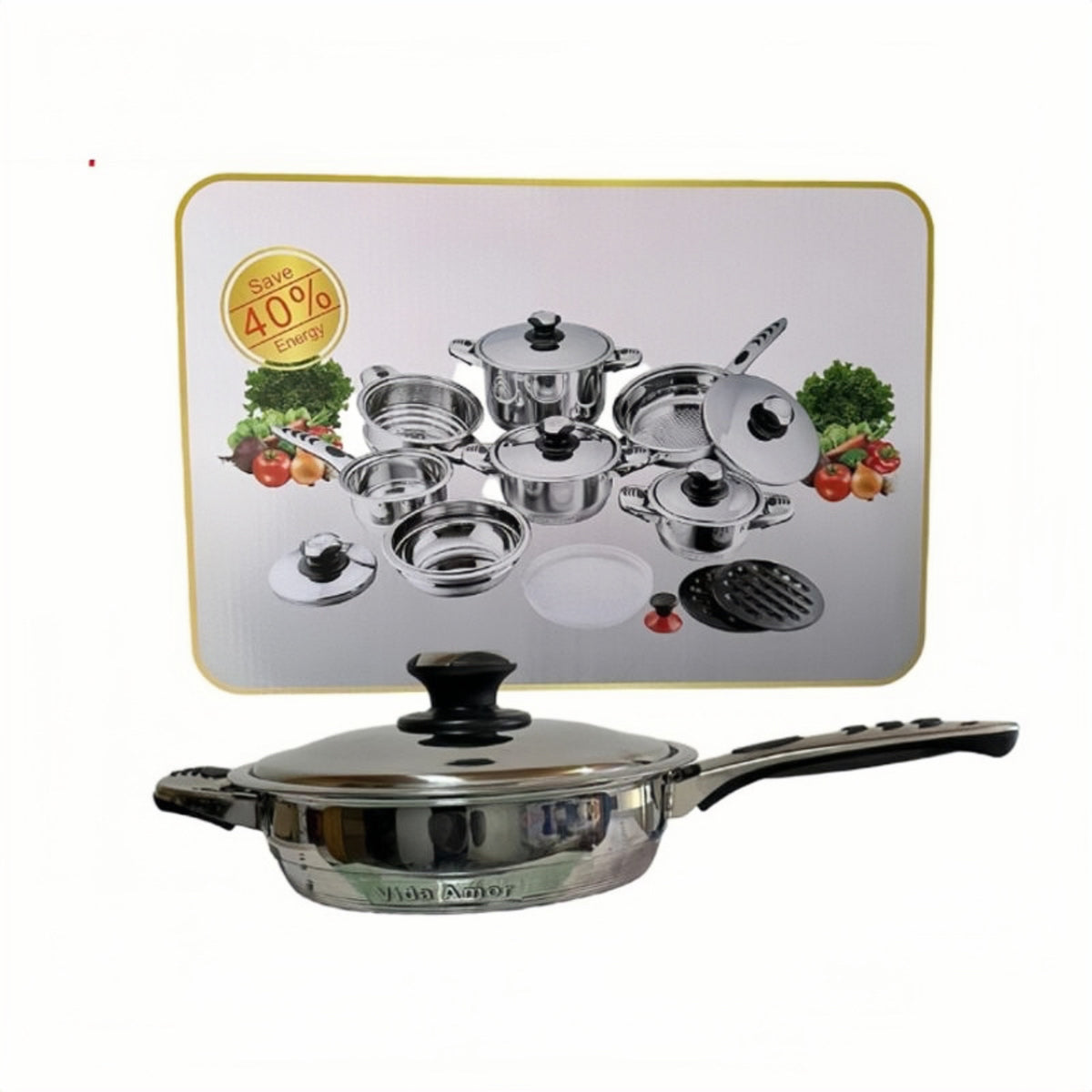 OLLAS 16 PIEZAS DE ACERO INOXIDABLE