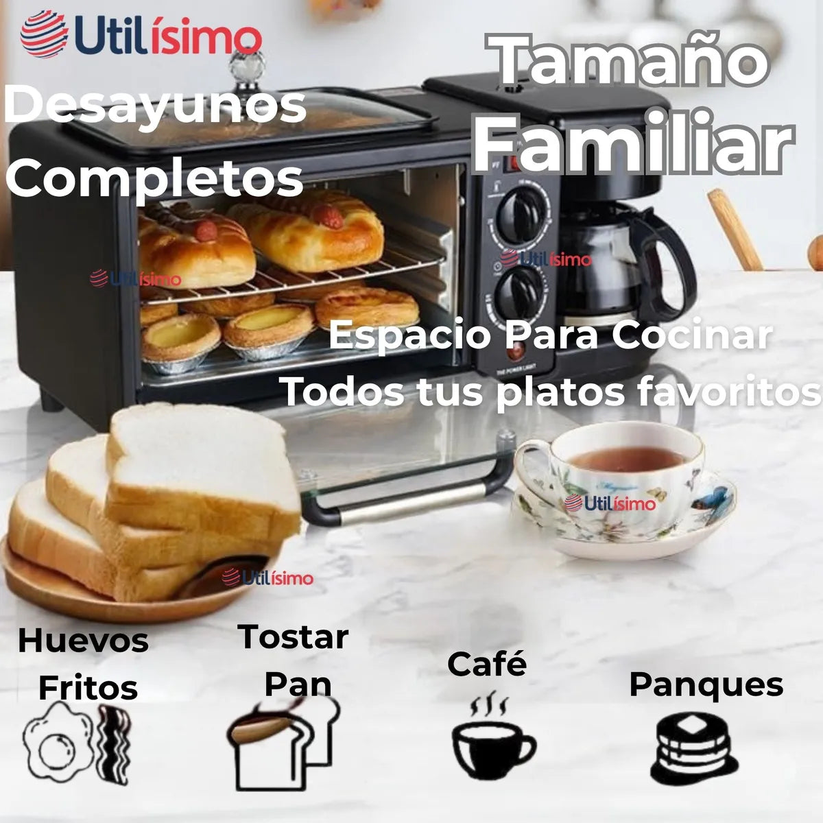 HORNO ELÉCTRICO CAFETERA FREIDORA 3 EN 1