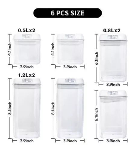 Set De 7 Contenedores Herméticos De Almacenamiento Plástico