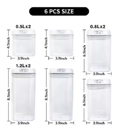 Set De 7 Contenedores Herméticos De Almacenamiento Plástico