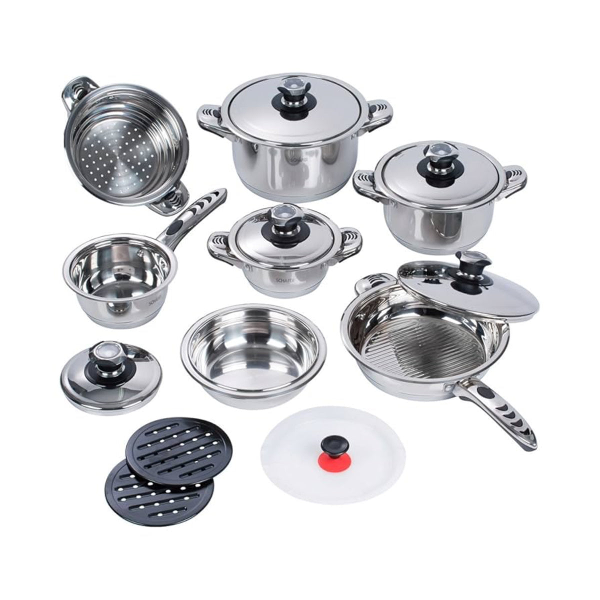 OLLAS 16 PIEZAS DE ACERO INOXIDABLE