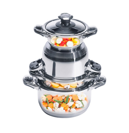 OLLAS 16 PIEZAS DE ACERO INOXIDABLE