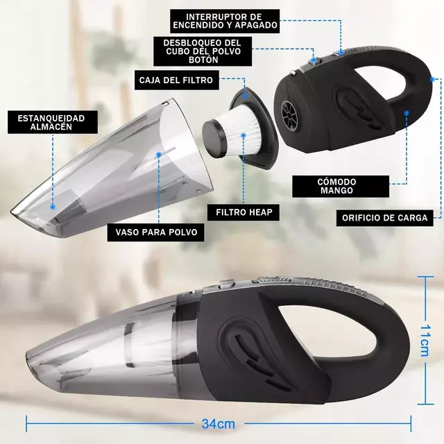 Aspiradora de Mano Ciclónica 4000PA – Potencia y Duraci