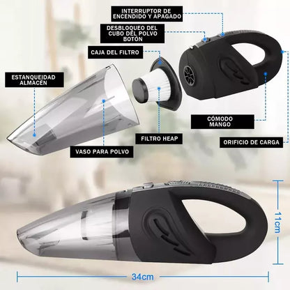 Aspiradora de Mano Ciclónica 4000PA – Potencia y Duraci