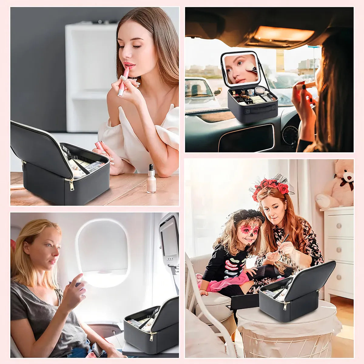 COSMETIQUERO CON ESPEJO Y LUZ LED Y ORGANIZADOR