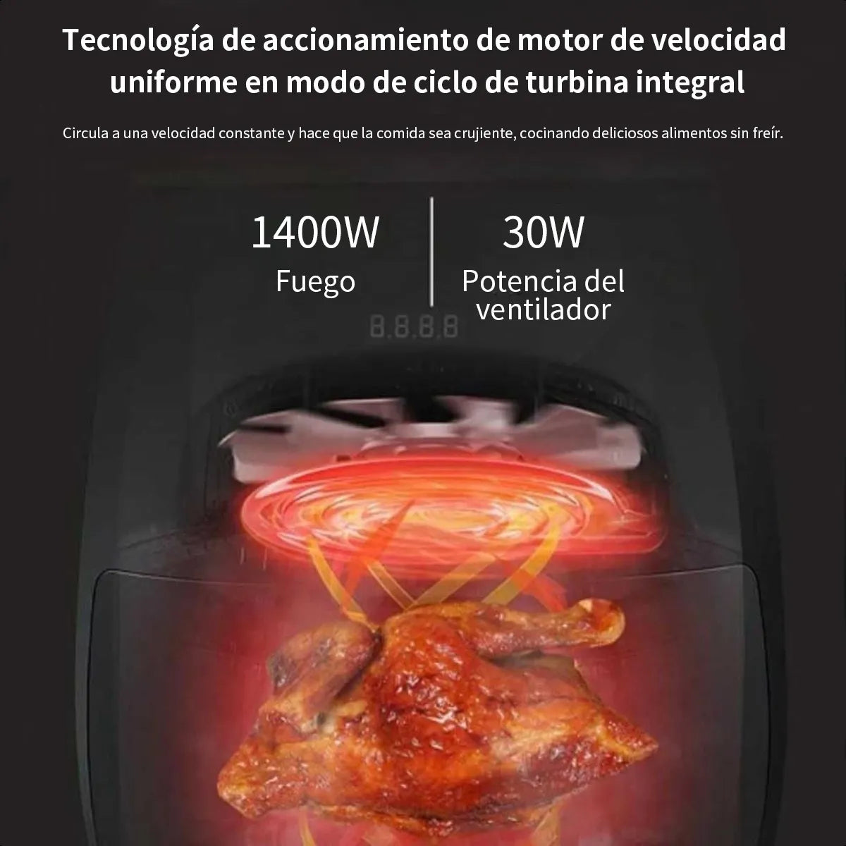 Freidora De Aire Sin Aceite 6 Litros Eléctrica Color Negro - Negro