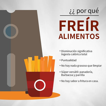 Freidora De Aire Sin Aceite 6 Litros Eléctrica Color Negro - Negro