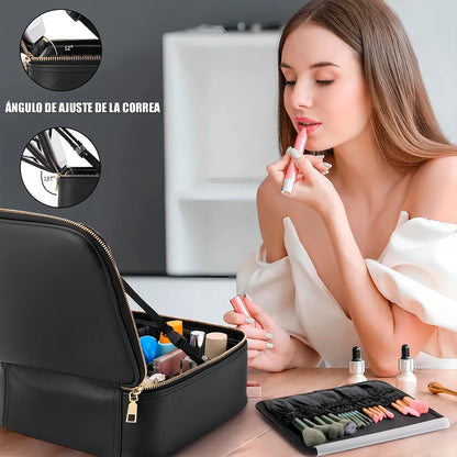 COSMETIQUERO CON ESPEJO Y LUZ LED Y ORGANIZADOR
