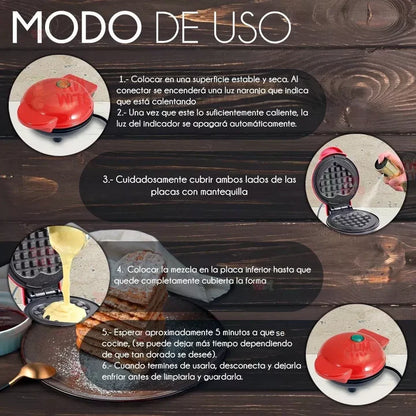 Waflera Eléctrica Portátil forma Corazón