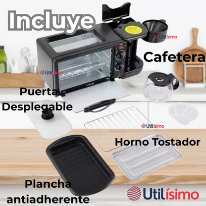 HORNO ELÉCTRICO CAFETERA FREIDORA 3 EN 1