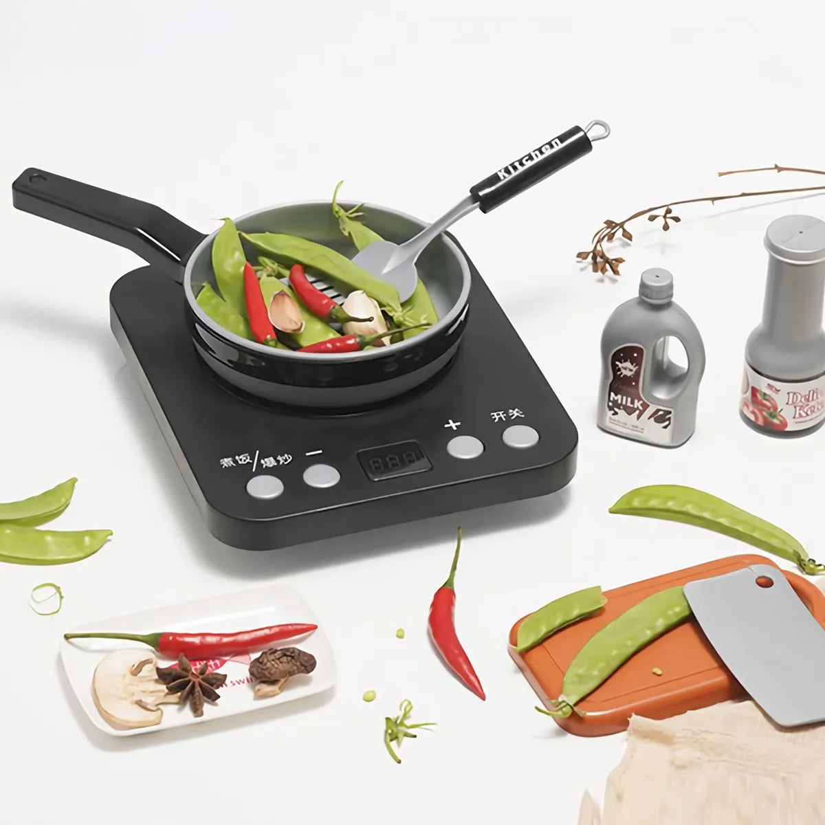 Set De Cocina De Juguete 36pcs Niños Juego De Mini Chef Gris