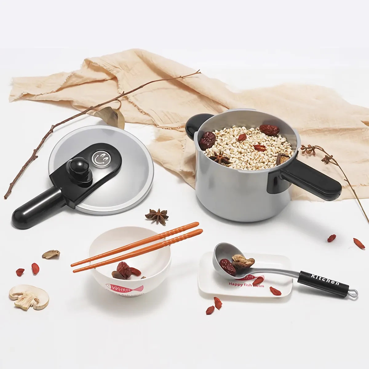 Set De Cocina De Juguete 36pcs Niños Juego De Mini Chef Gris