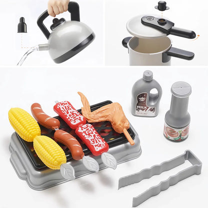Set De Cocina De Juguete 36pcs Niños Juego De Mini Chef Gris
