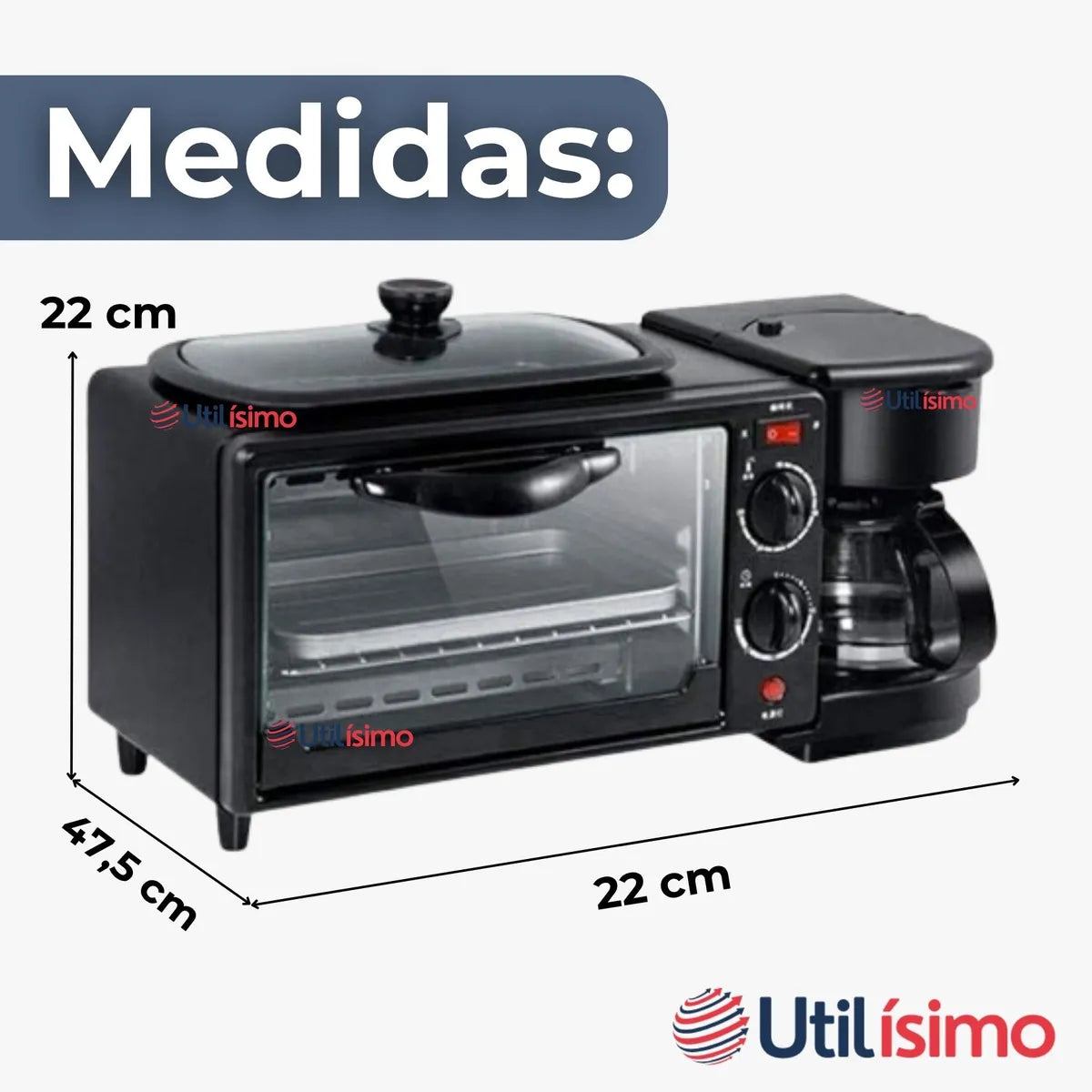 HORNO ELÉCTRICO CAFETERA FREIDORA 3 EN 1