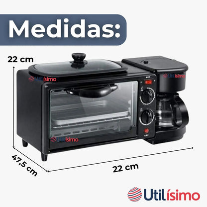 HORNO ELÉCTRICO CAFETERA FREIDORA 3 EN 1